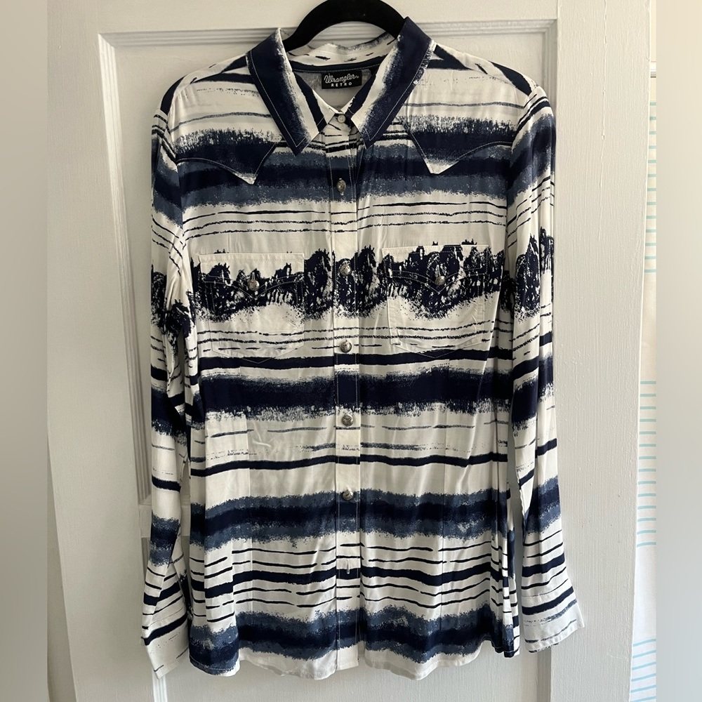 WRANGLER Retro Women's Long Sleeve Horse Border Shirt